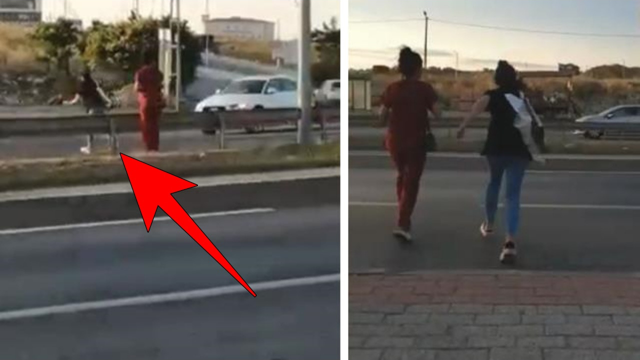 Arkadaşının uyarısını dinlemeyen hemşirenin feci kazası! Korkunç anlar kamerada