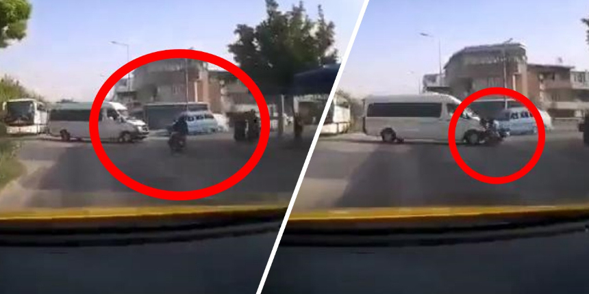Feci kaza: Motosiklet sürücüsü yola savruldu! İşte korku dolu o anlar...