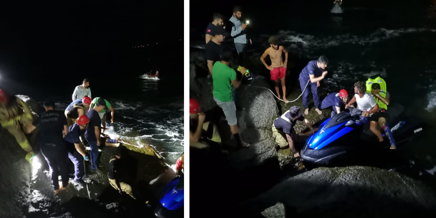 Kayalıklardan düştü, jet ski ile kurtarıldı