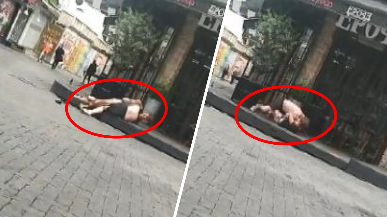Beşiktaş'ta yarı çıplak iki turist sokak ortasında kavga etti! O anlar kamerada...