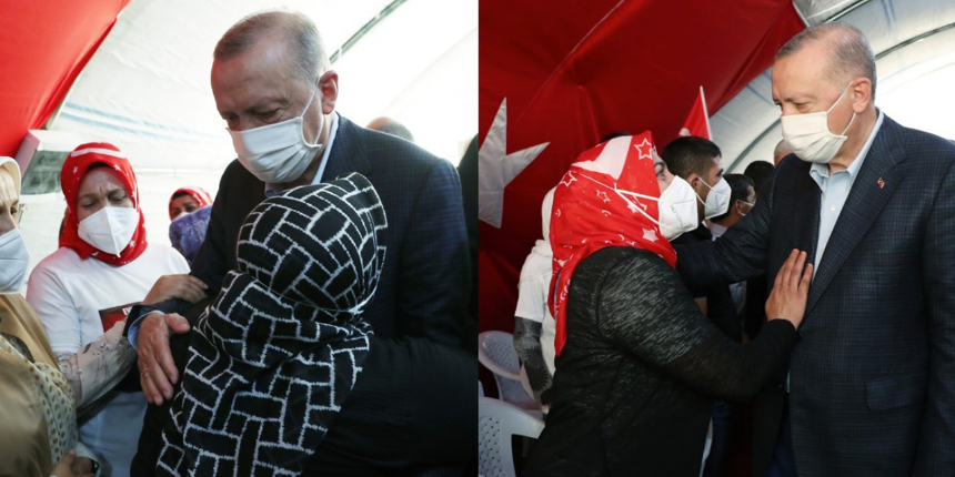 Cumhurbaşkanı Erdoğan, Diyarbakır Annelerini kaldıkları çadırda ziyaret etti