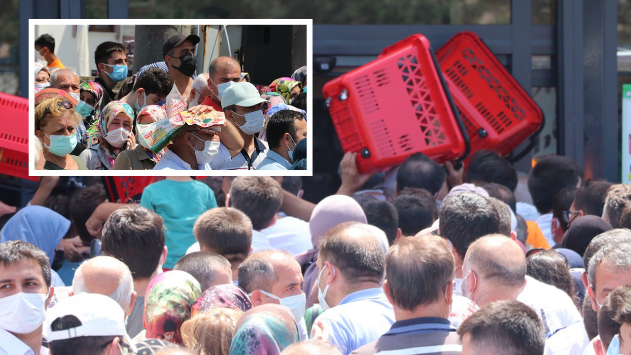 Kocaeli'de markette indirim izdihamı! Yüzlerce vatandaş saatlerce sıra bekledi