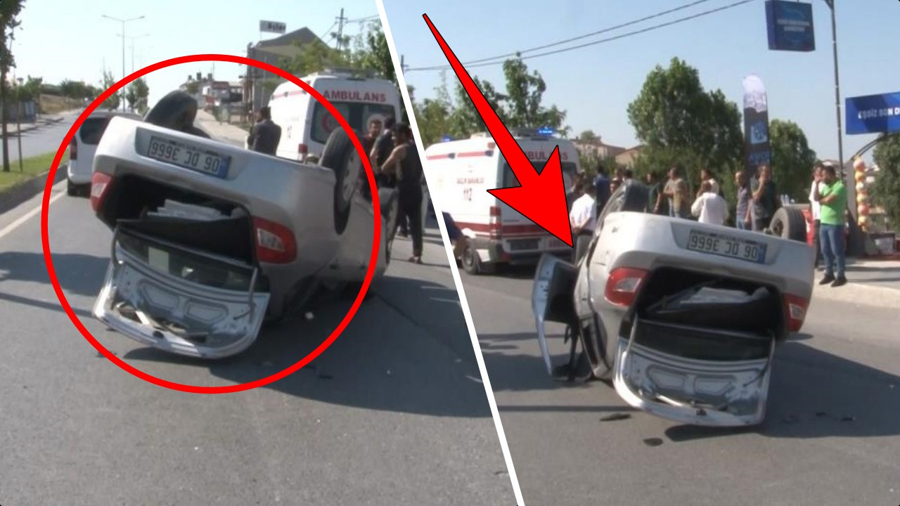 İstanbul'da mucize kurtuluş: Takla atan araçtan son anda kurtuldular! Saniye saniye kamerada