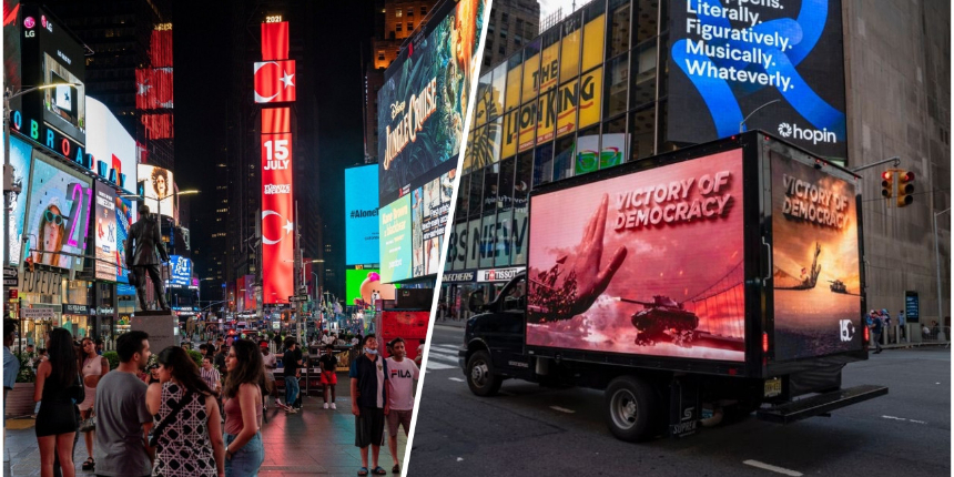 New York'ta ABD'deki FETÖ'cüleri çıldırtan gösteri: 'Türkiye Geçilmez' yazılı Türk Bayrağı dalgalandırıldı!
