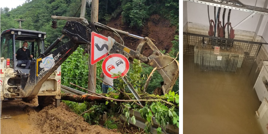 Rize’de sel felaketinden etkilenen 272 trafoya enerji verildi
