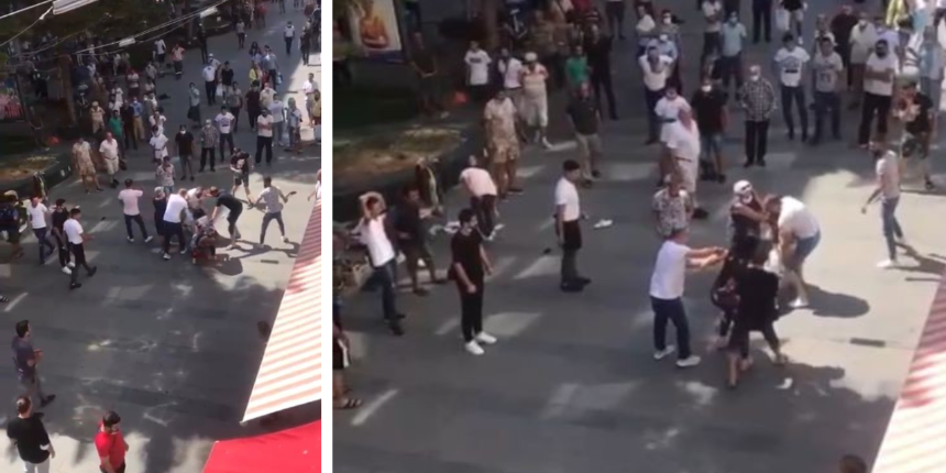 Öfkeli kadın eşini darp eden genci tekme tokat dövdü