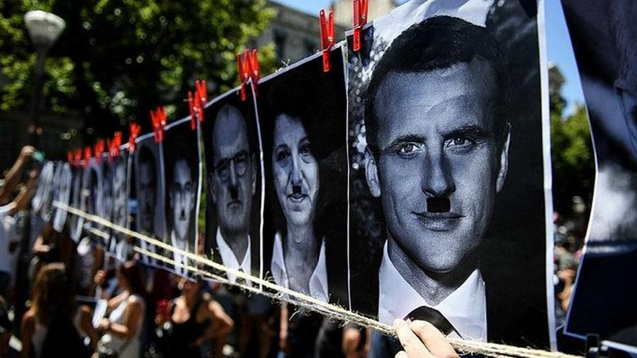 Macron'u Hitler'e benzeten afişlere soruşturma