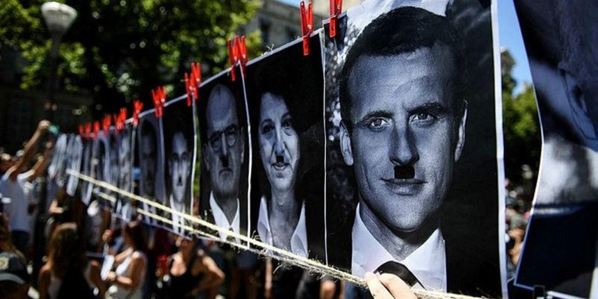 Macron'u Hitler'e benzeten afişlere soruşturma