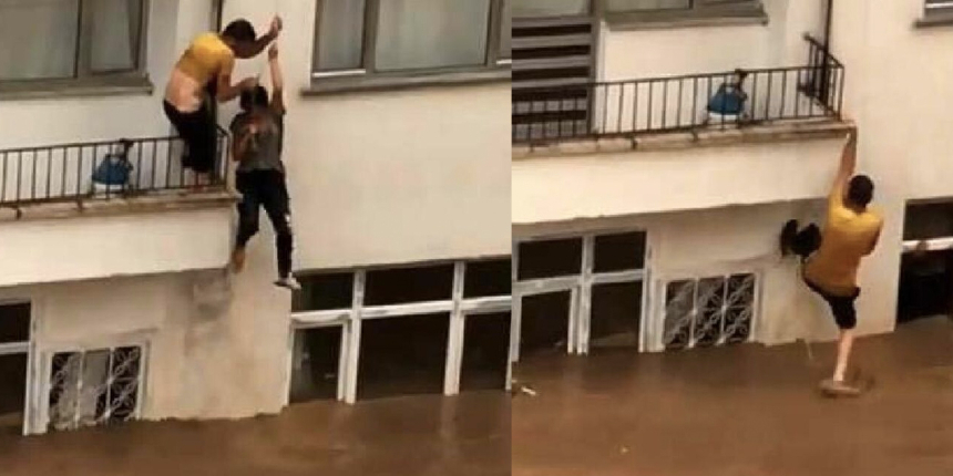Artvin'deki selde mahsur kalan çift böyle kurtuldu! Bu görüntüler ilk kez ortaya çıktı