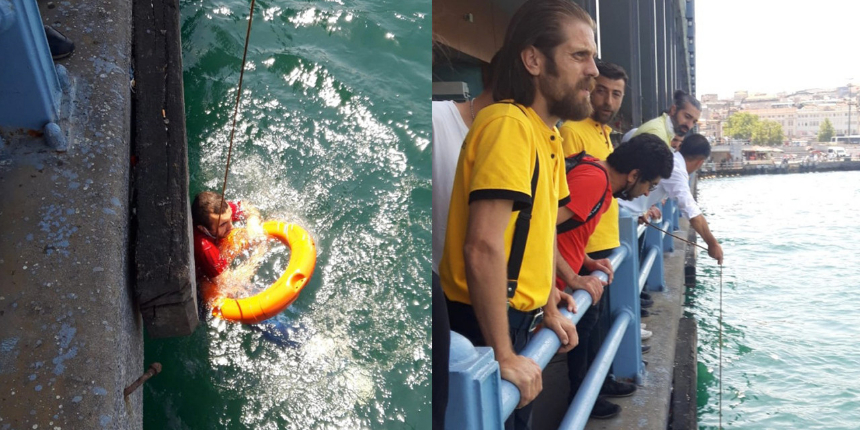 Galata Köprüsü'nde intihar girişimi