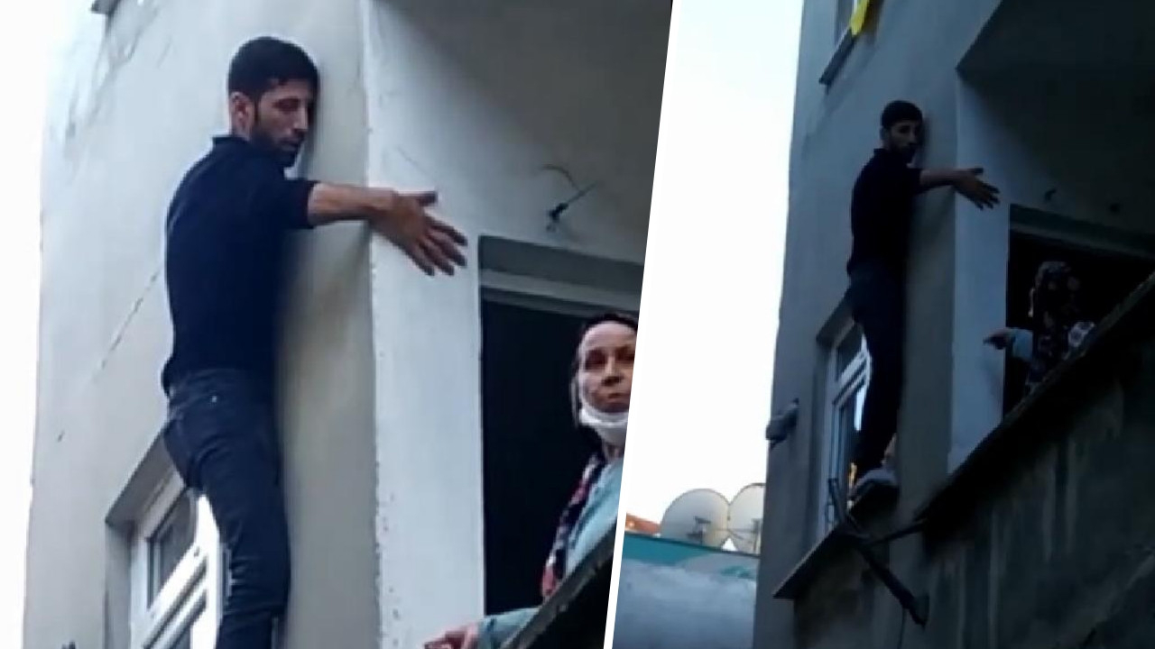 Pencerede mahsur kalan hırsız binadakilere yalvardı: Canımdan olacağım!