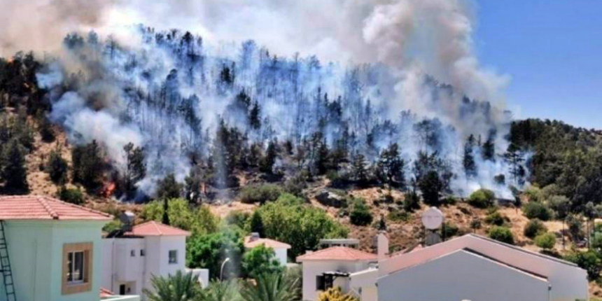 Girne'deki orman yangınında alevlerle mücadele sürüyor!