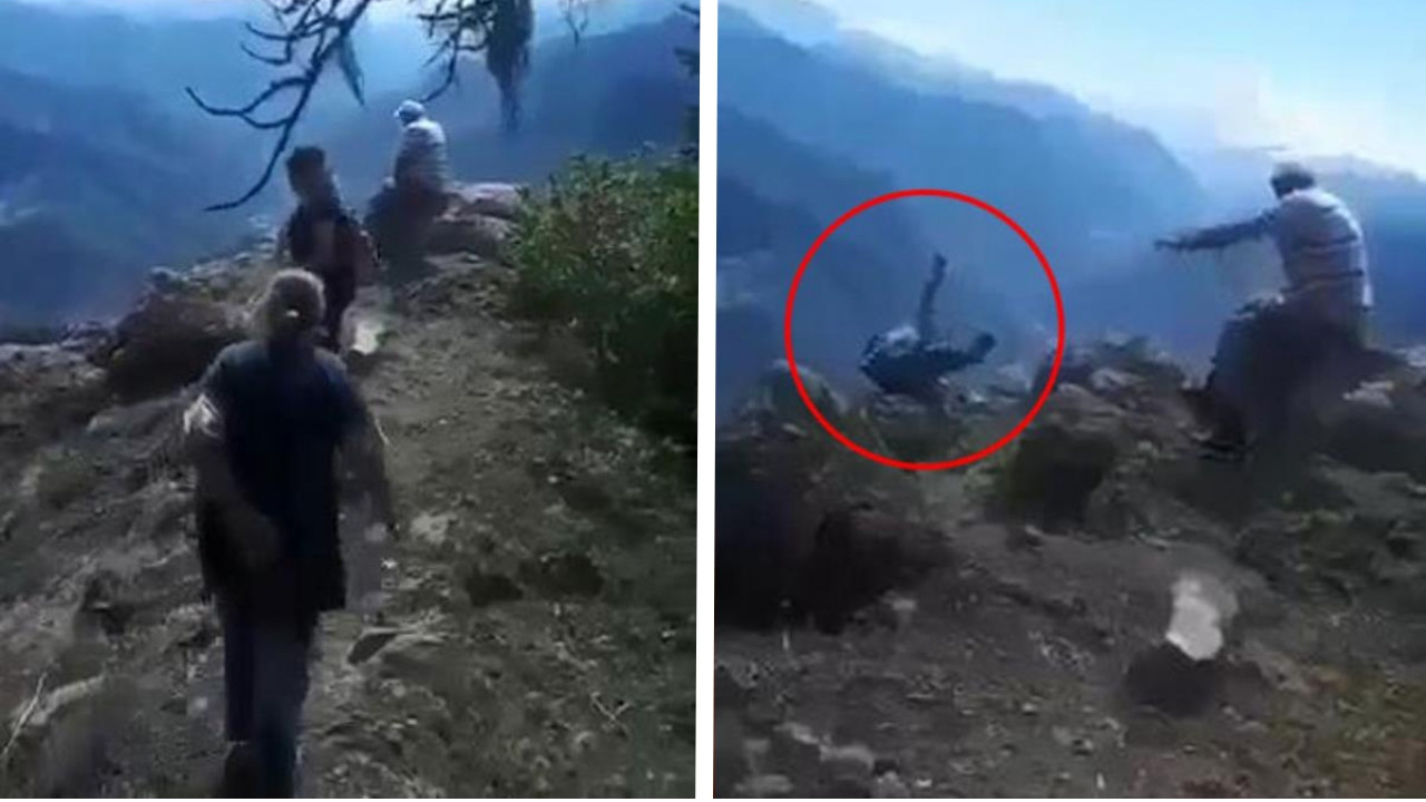 Artvin'de korkunç olay! Kayınvalidesinin uçurumdan düşme anını bilmeden kaydetti!