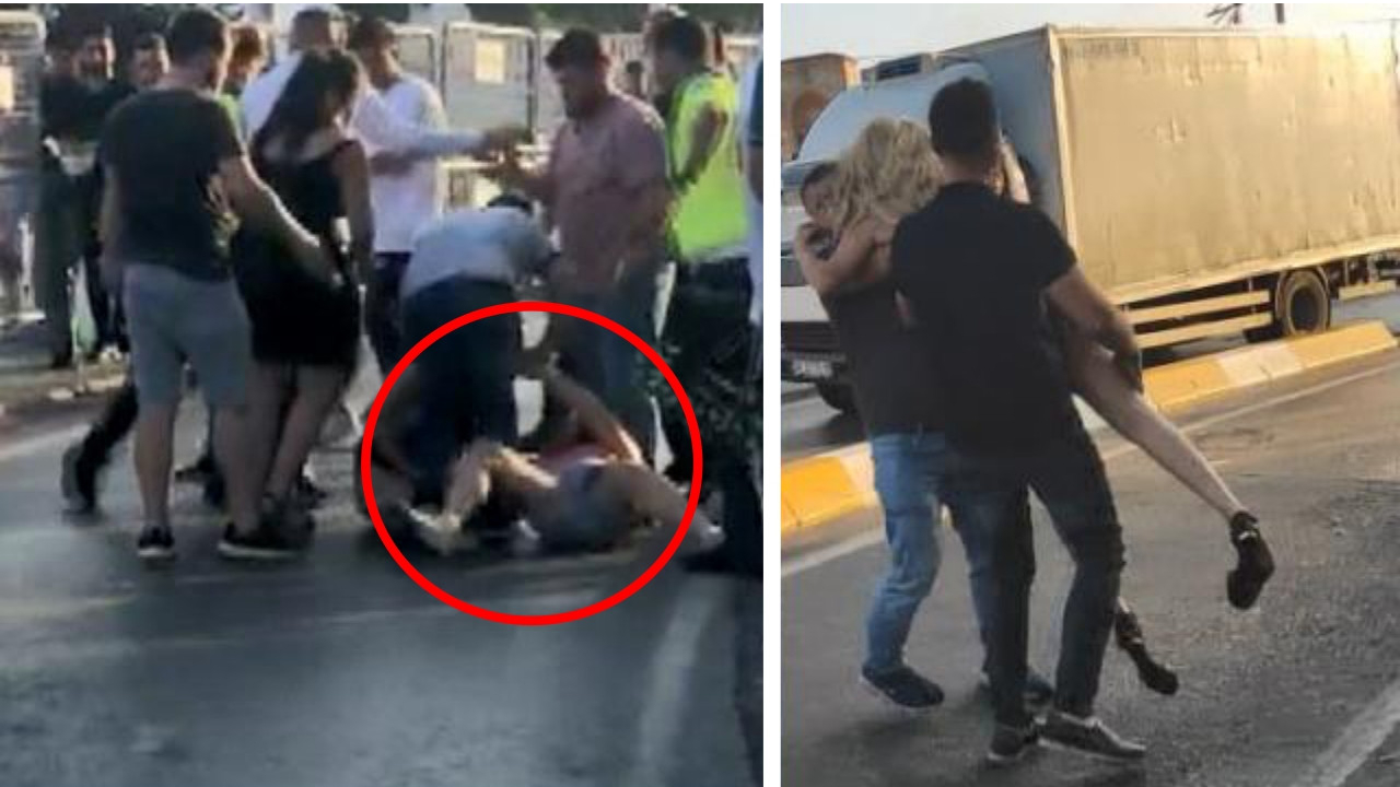 Taksim'in ortasında kadınların 'laf atma' kavgası! Saç saça baş başa girdiler...