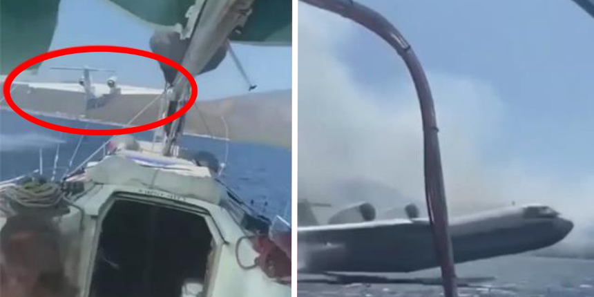 Uyarılara rağmen seyir halinde olan yat, yangın söndürme uçağına felaketi yaşattı!