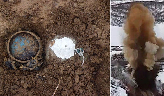Tunceli'de PKK'nın yola tuzakladığı bomba bulundu...