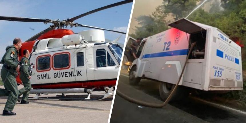112 TOMA ve Sahil Güvenlik yangın bölgelerinde! Söndürme çalışmalarına büyük destek!