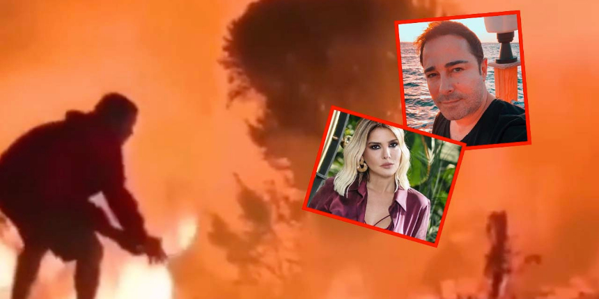 Gülben Ergen ve Atilla Taş'a tepki yağdı! Kaliforniya yangınını Türkiye'deymiş gibi paylaştılar
