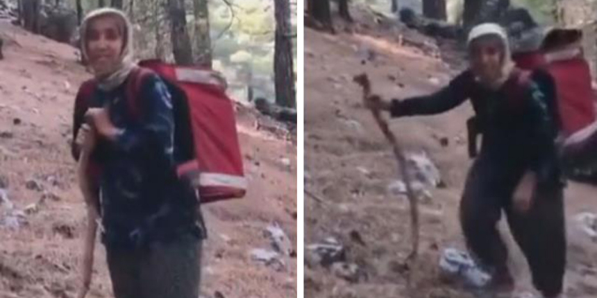 Yangın alanında duygulandıran görüntü: Yaşlı kadın ekiplere böyle erzak taşıdı!