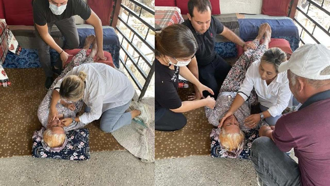 Yangından etkilenen kadına ilk müdahaleyi AK Partili milletvekili yaptı