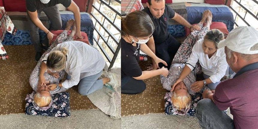 Yangından etkilenen kadına ilk müdahaleyi AK Partili milletvekili yaptı