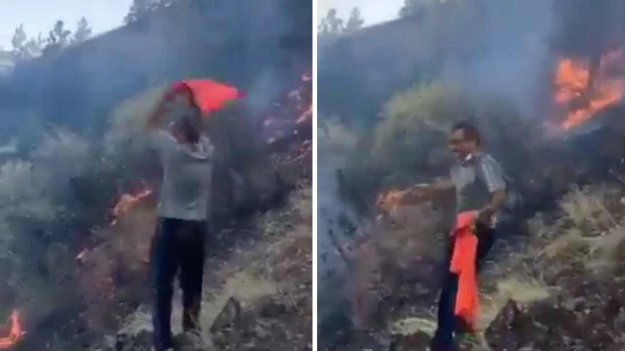 Yangın söndürmede gülümseten anlar: Ben ona dedim şurada bırak diye!