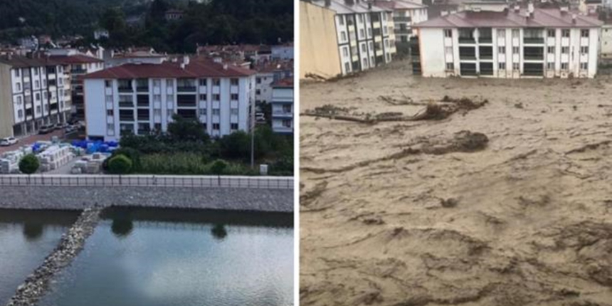 Sel suları bir ilçeyi böyle yıktı geçti!