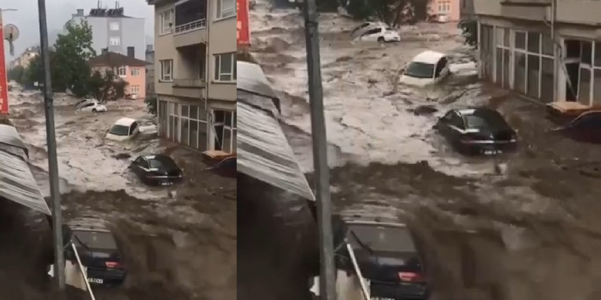 Sel sularına kapılan yüzlerce araç denize sürüklendi