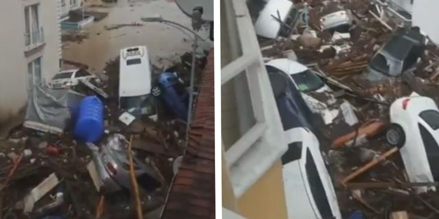 Kastamonu'da sel suları önüne çıkan ne varsa aldı götürdü! Korkunç anlar kamerada...