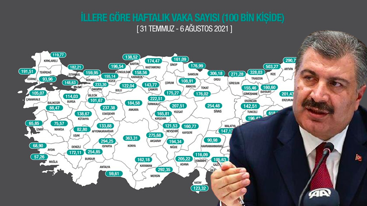Bakan Koca paylaştı: İşte yeni vaka haritası...