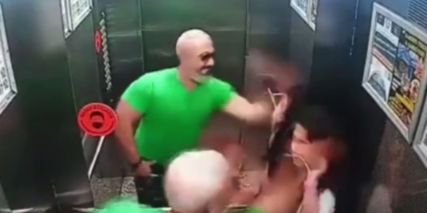Kızına attığı tokatla asansörün aynasını çatlattı!