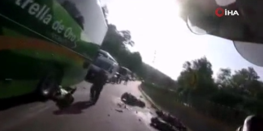 Feci kaza kask kamerasında! 7 motosikletçi öldü, 15'i yaralandı