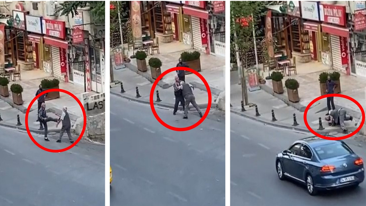 İki yaşlı amcadan kareteli sokak kavgası! Görenler hem güldü hem hayrete düştü...