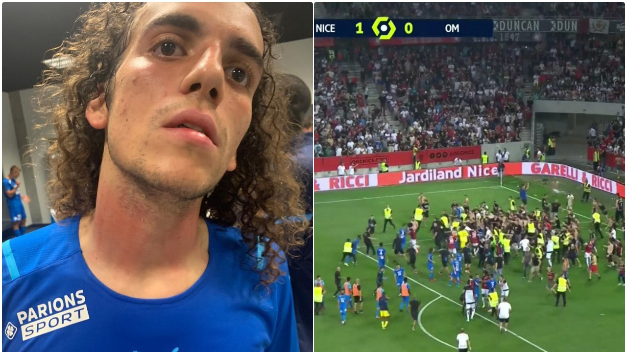 Fransa'da olaylı maç... Nice taraftarı sahaya indi, Marsilyalı futbolcular zor kurtuldu