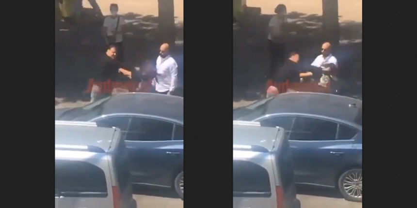 Sokak ortasında dehşet! Aracına binmek istemeyen kadına yumruk ve tekmelerle saldırdı