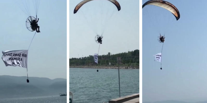 Çılgın aşıktan paramotorlu mesaj: Bir şans daha Asuman