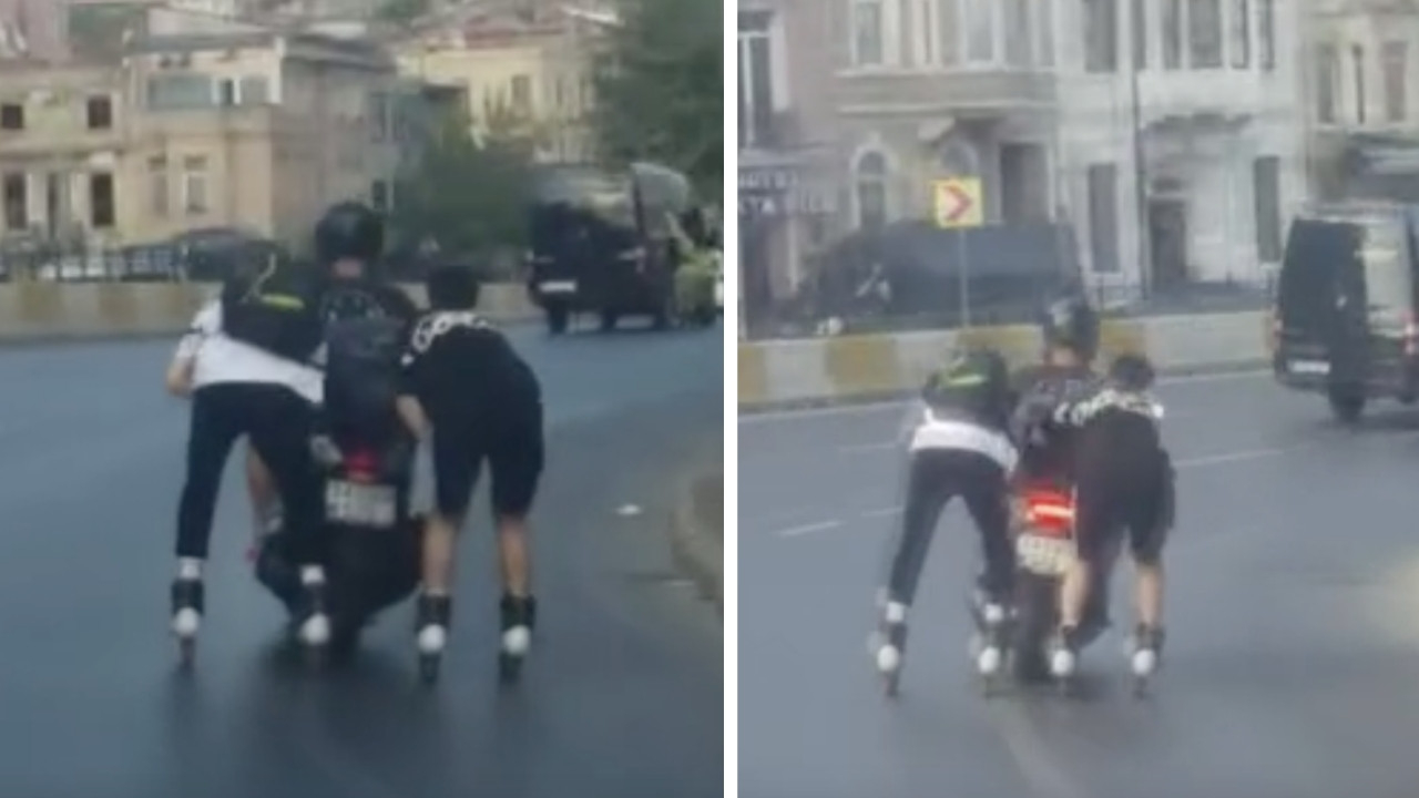 Patenli gençler trafikte dehşet saçtı! 'Pes' dedirten anlar kamerada...