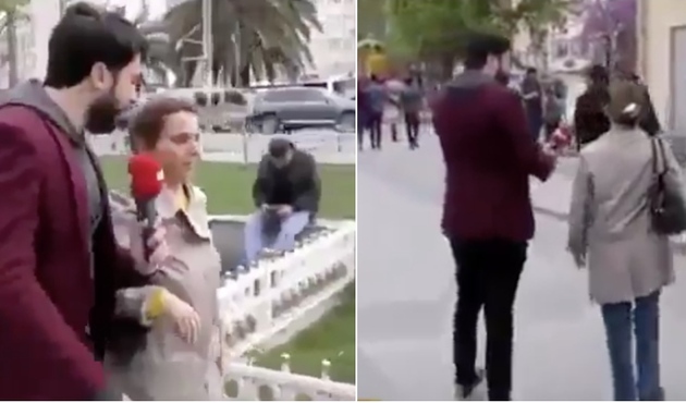 'Hayır'cı kadını ısrarla takip ederek, tahrik edici sorular sordu! / VİDEO
