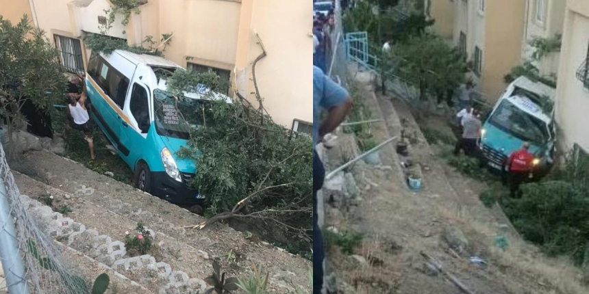 Düğüne giden minibüs apartman bahçesine düştü: 20 yaralı