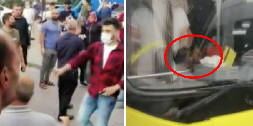 Belediye otobüsünde olay! Tekmeli tokatlı kavga saniye saniye kamerada...