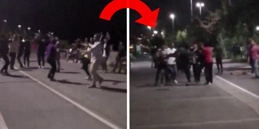 Böyle kavga görülmedi! Önce göbek attılar ardından tekmelerle yumruklarla birbirlerine saldırdılar..