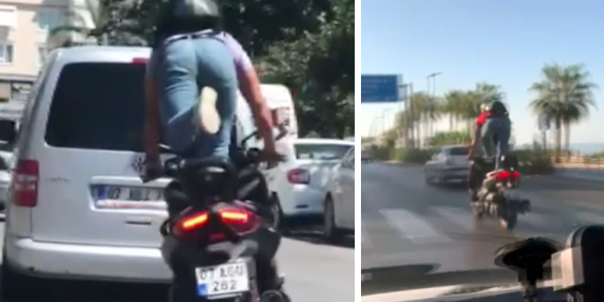 Motosikleti ayağa kalkarak sürdü! Bu hareketi cezasız kalmadı