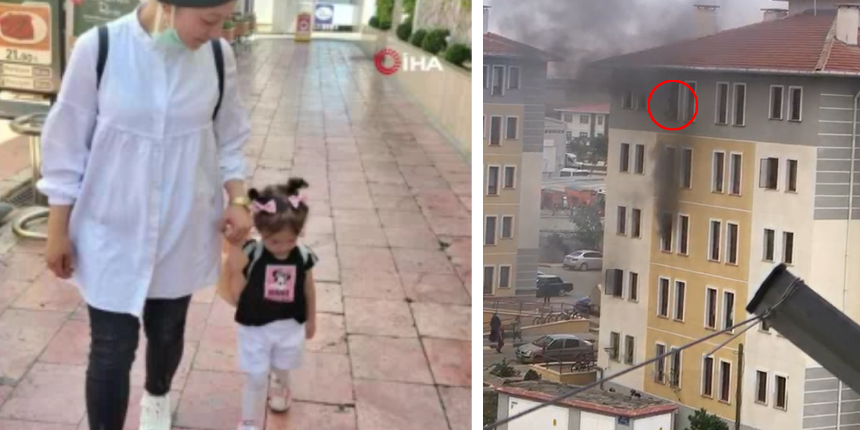 Korkunç yangın! 2 yaşındaki kızını 4. kattan attı