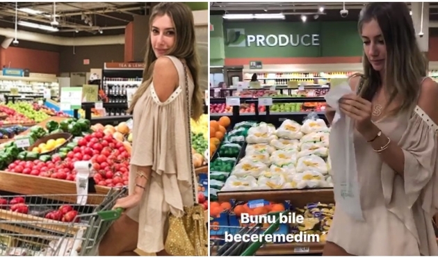 Şeyma Subaşı defileye gider gibi markete gitti!
