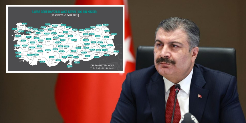İllere göre haftalık koronavirüs vaka sayıları açıklandı! En düşük oran Aydın, en yüksek oran Rize'de görüldü