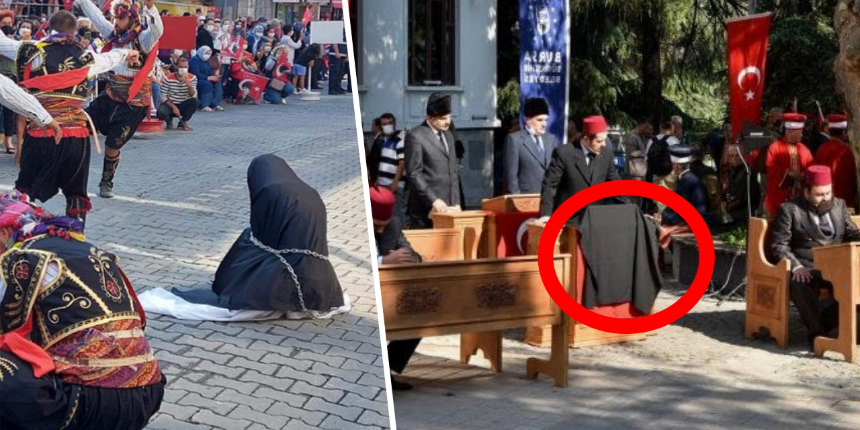 Türk kadınını zincire vuran sözde Atatürkçülere ders niteliğinde kurtuluş gösterisi!  ‘Pûşide-i Siyah’ detayı...