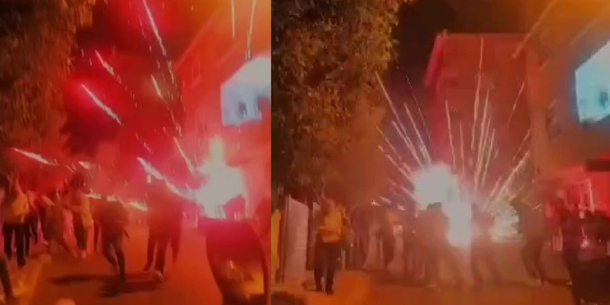 Sancaktepe'de düğünde havai fişek bomba gibi patladı, davetliler kaçıştı