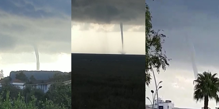 Kemer’de korkutan hortum! Saniye saniye kamerada!