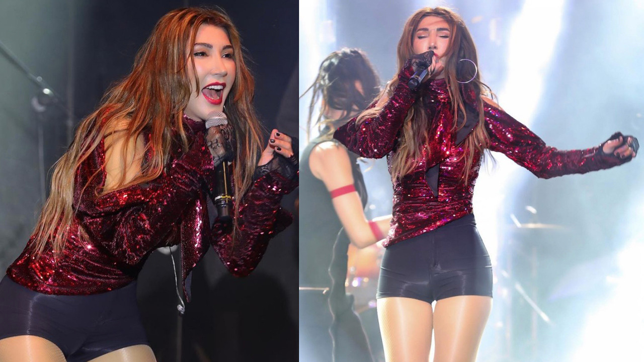 Hande Yener bu kez mini tayt şortuyla sahneye çıktı
