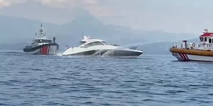 Fethiye'deki bir yatta yangın çıktı! İçindeki 4 kişiyi Sahil Güvenlik kurtardı